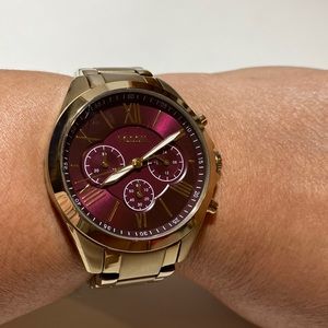 Fossil Vintage Gold/ Burgandy Dial Watch